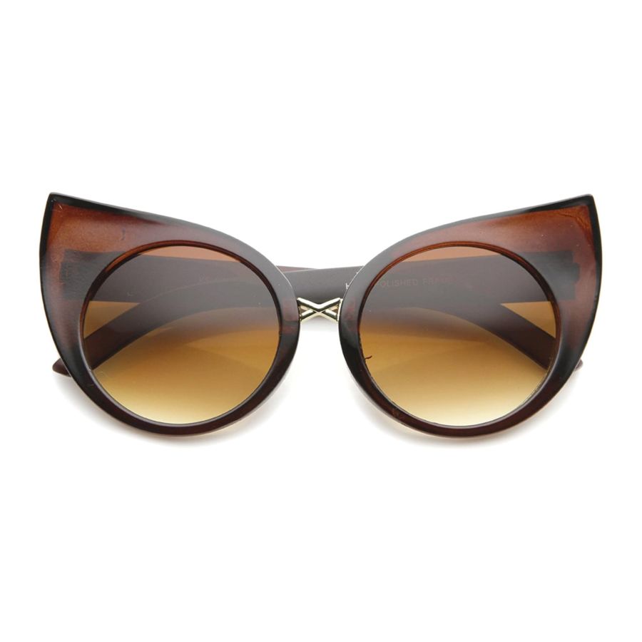 Women's Fashion Exaggerated Curved Round Cat Eye Sunglasses 51mm