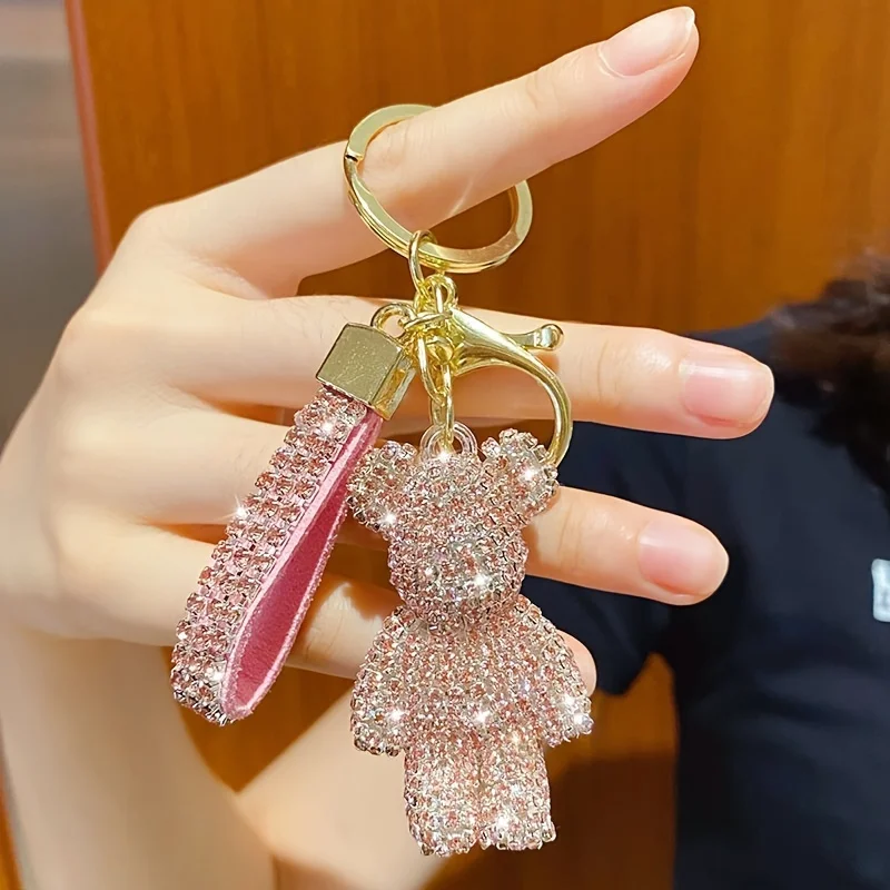 Pink Bear Keychain (Gold Edges)
