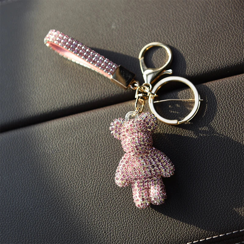 Pink Bear Keychain (Gold Edges)