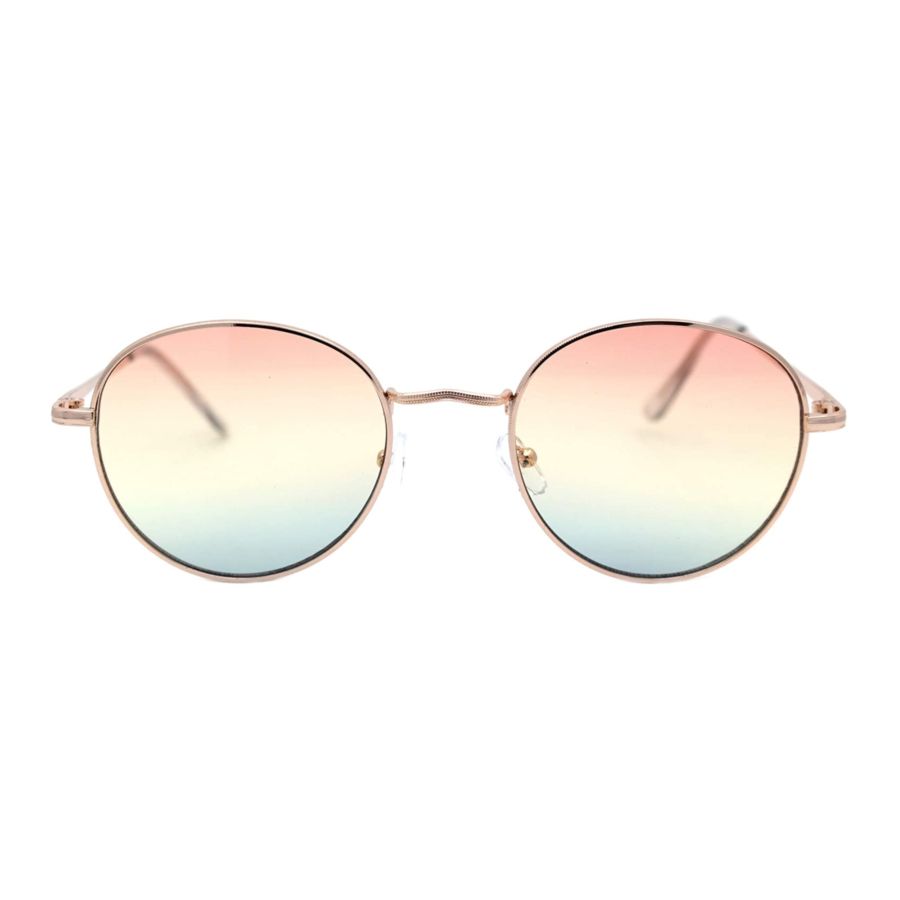 Vintage Round Sunglasses Womens Brass Thin Metal Frame Ombr&eacute; Gradient Lens