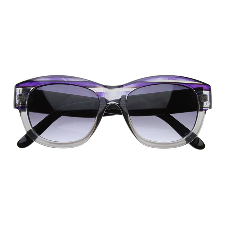 Mod Thick Frame Cute Cat Eye Horn Rimmed Sunglasses (Purple)