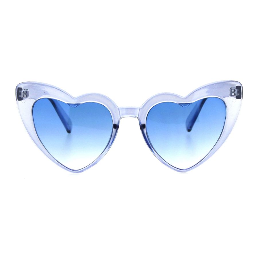 Womens Translucent Heart Shape Valentines Plastic Cat Eye Sunglasses