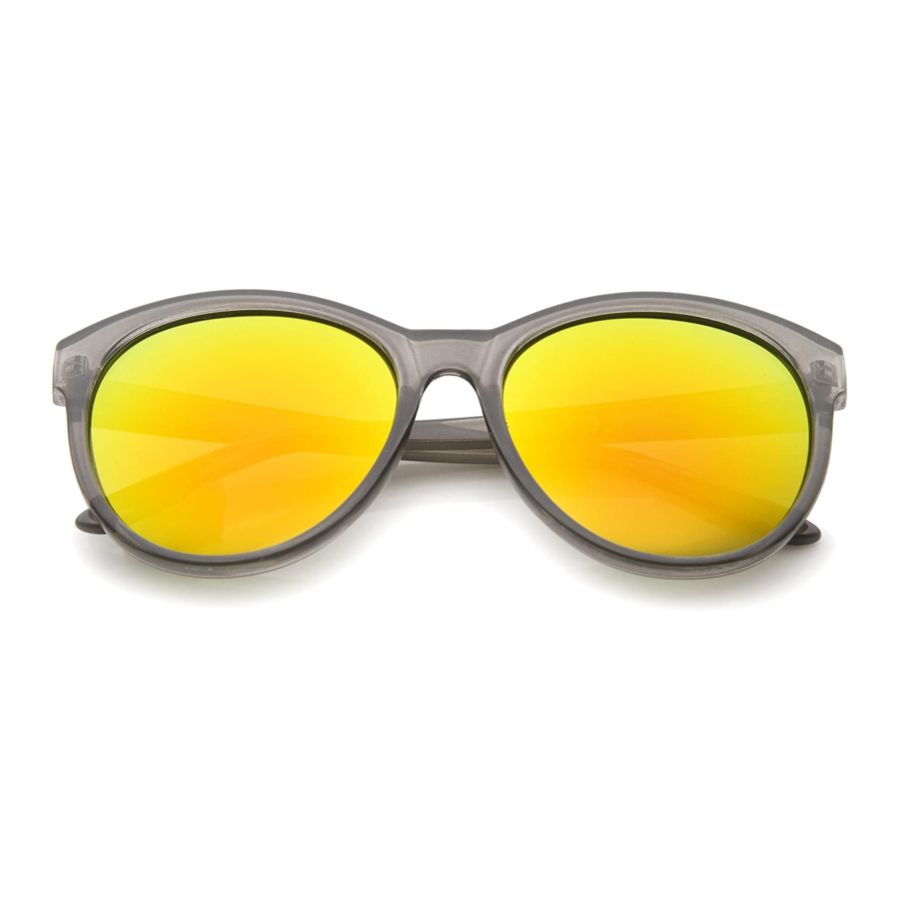 Women's Horn Rimmed Color Mirror Lens Oversized Cat Eye Sunglasses 58mm