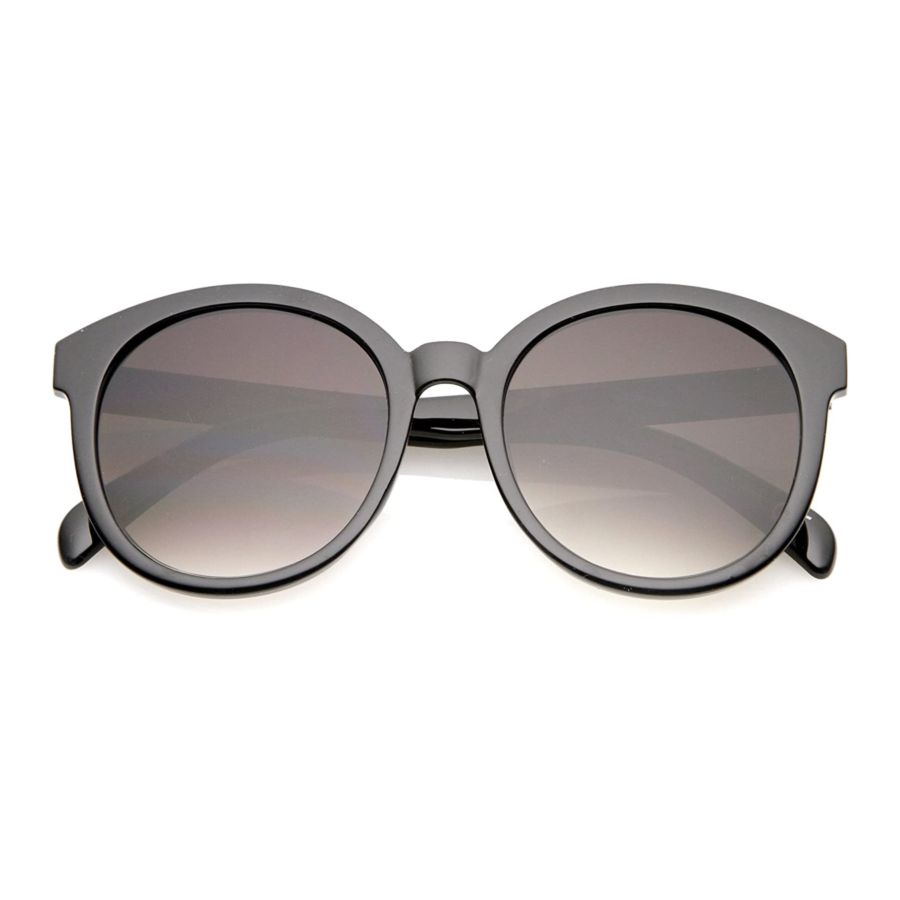 Oversize Horn Rimmed Flat Lens Round Sunglasses 55mm