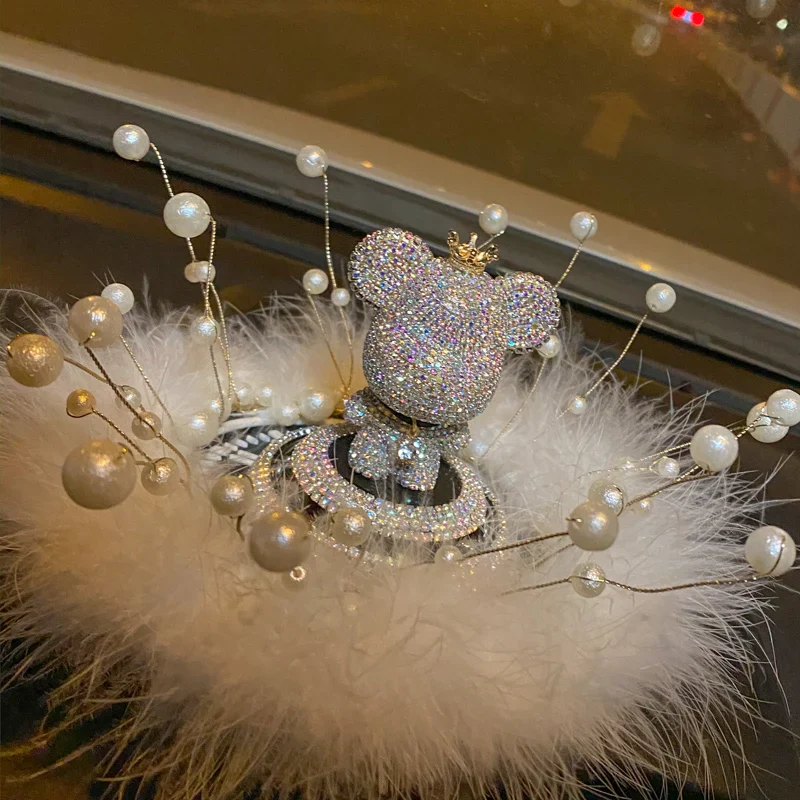 Rhinestone Beaded Pearl Bear Decoration