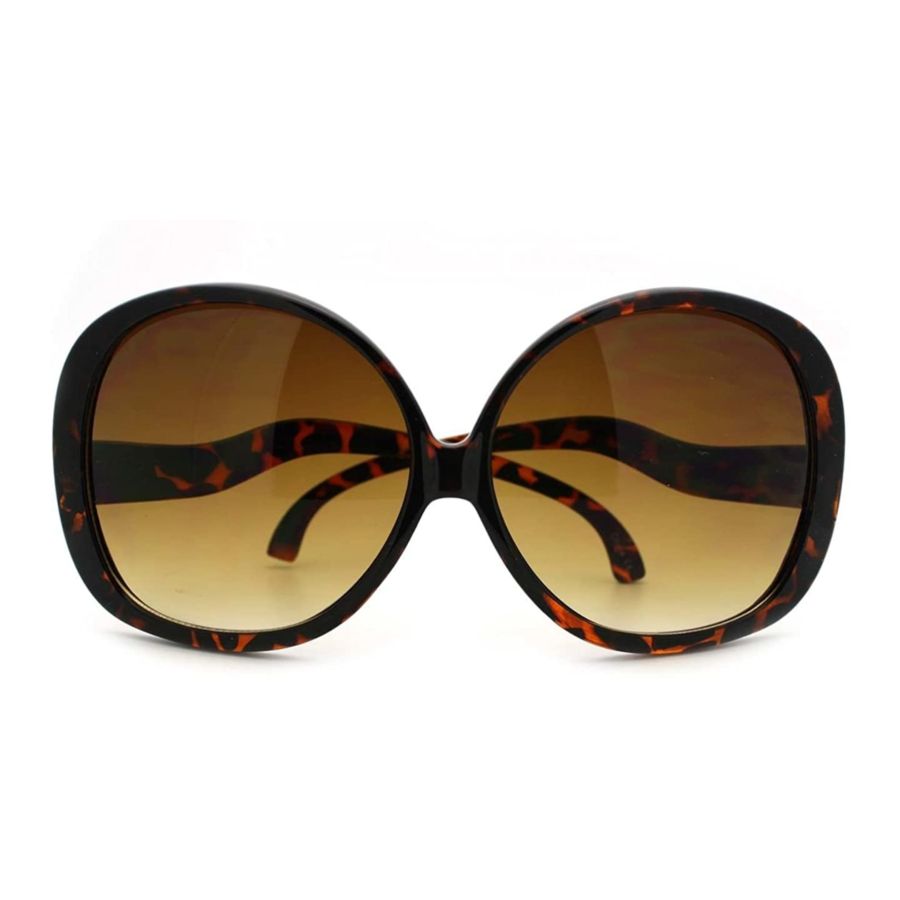 Wavy Curly Drop Temple Extra Large Round Butterfly Sunglasses