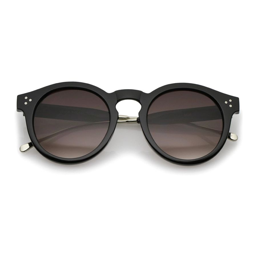 Metal Temple Keyhole Bridge Neutral-Colored Lens P3 Round Sunglasses 50mm