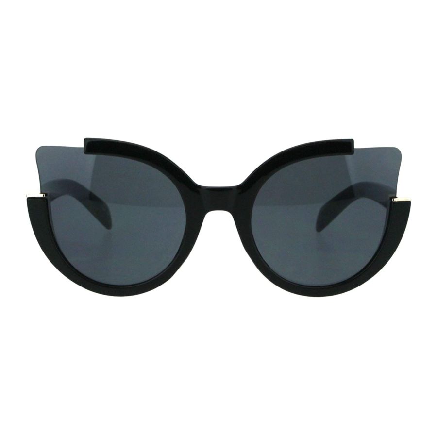 Womens Exposed Horn Lens Round Chic Runway Sunglasses