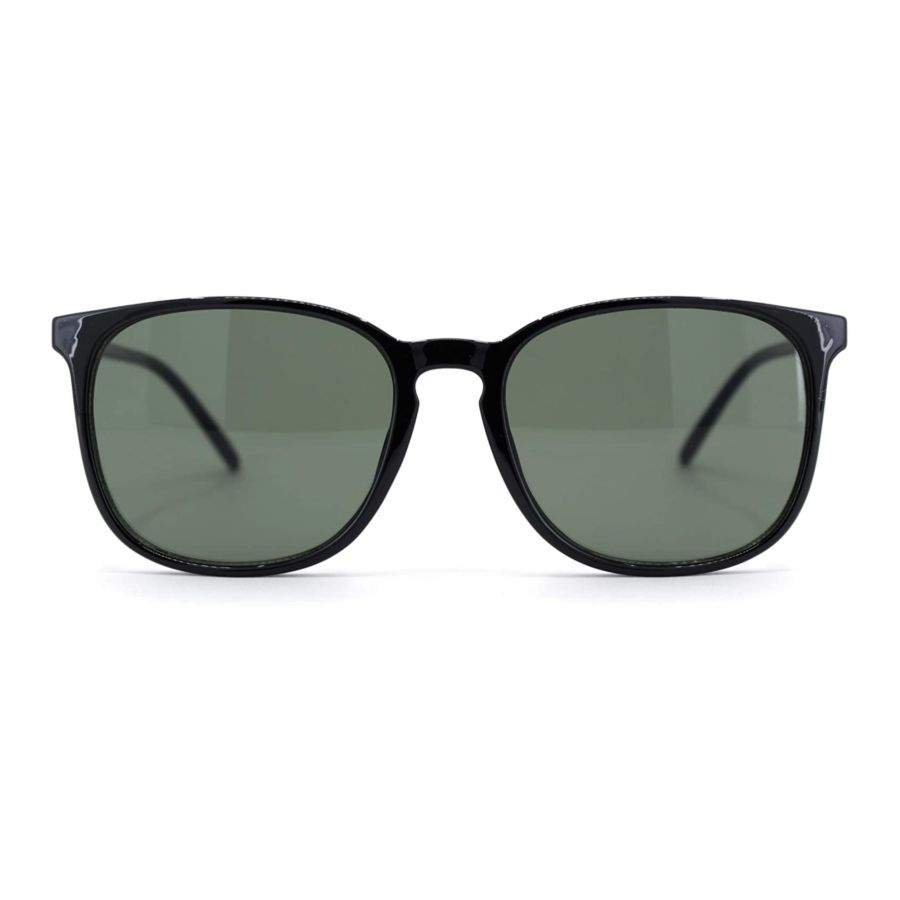 Womens Boyfriend Style Thin Horn Rim Keyhole Sunglasses