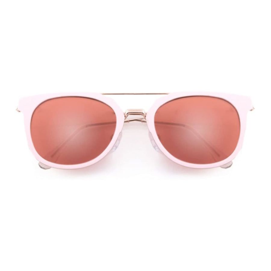 Flat Mirrored Lens Brow Bar Slim Sunglasses